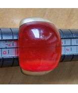 Size 6 US Calvin Klein &quot;Ellipse&quot; stainless steel dome Ring with red resi... - $15.00