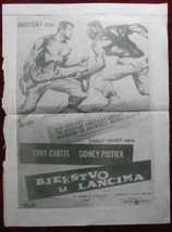 1958 Original Movie Poster The Defiant Ones Stanley Kramer Tony Curtis P... - $150.76