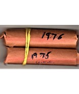 Lincoln Pennies coin Lot of 2 Coin Rolls of Vintage Pennies (1975  &amp; 1976) - £2.73 GBP