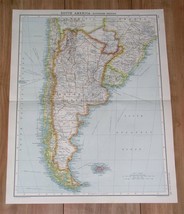 1924 Vintage Map Of Argentina Chile Uruguay Paraguay Falklands South America - £15.08 GBP