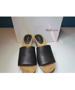 NIB Style &amp; Co Black High Heel Wedge Slide 5.5M Open Toe Sleek - $610.15 MXN