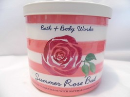 SUMMER ROSE BUD Bath &amp; Body Works 3 Wick Candle  14.5OZ  New - $25.60