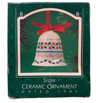 HALLMARK KEEPSAKE ORNAMENT- CERAMIC BELL- SISTERS - 1985  - $19.68