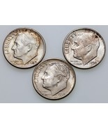 Lot of 3 Roosevelt Dimes (1950-P,D,S) in Choice BU Condition, Mostly White - $937.82 MXN