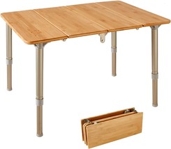 Atepa Coffee Table Picnic Table, Small Bamboo Folding Table, Portable Camping, H - £75.91 GBP