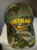 USMC Vietnam Metal &amp; Veteran on a camo ball cap - £15.62 GBP