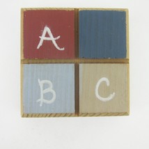 ABC Alphabet Wood Block Baby Nursery Shelf Decor Red Blue White Handmade Vintage - £4.68 GBP