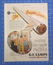 Vintage Print Ad GE Fluorescent Bulbs Boy Brushing Teeth Bedtime 13.5&quot; x 10.5&quot; - £13.79 GBP