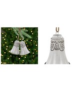 6&quot; - Embossed Bells Christmas Ornaments - Gray and White - Set of 2 - £58.50 GBP