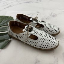 Spring Step Perforated Leather Flats Size 41 White Mary Jane Flower Bow ... - $45.53