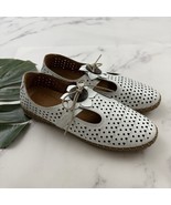 Spring Step Perforated Leather Flats Size 41 White Mary Jane Flower Bow ... - $62.27 CAD