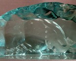 Hovmantorp Sweden R. Strand L. Bornesson FISH Iceberg Art Glass Block Aqua - £77.77 GBP