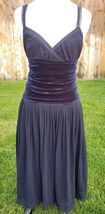 Fuzzi Silk Chiffon Dress Womens 6 Blue Velvet Layered Italy Ballet Cocktail - $115.18