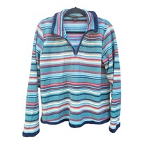 Bit &amp; Brindle Fleece Pullover Large Womens Blue Multicolor Long Sleeve 1... - $18.69
