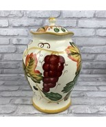 Nonni’s Biscotti Jar Canister Cookie Jar Grapes Fall Leaves Harvest Whit... - £22.40 GBP