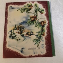 Vintage Christmas Card Snow And Jingle Bells Box4 - £3.15 GBP