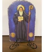Saint Benedict  Arched Tile Plaque with metal stand, New #AB-185 - $730.49 MXN