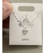 Disney Parks Mickey Mouse Faux Crystal April Birthstone Necklace Silver ... - £25.88 GBP
