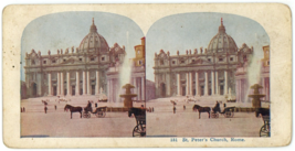 c1890&#39;s Color Stereoview Card 151 St. Peter&#39;s Church in Rome Italy - £7.47 GBP