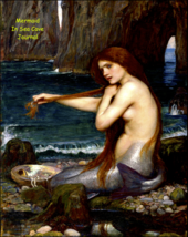 Mermaid in Sea Cave Journal 8x10 Journal/Notebook 200 Ruled Pages Waterh... - $11.77