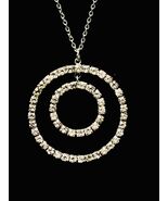 Vintage Double Circle Pendent W/ Chain Silver Tone Necklace Jewelry 13” - $10.94