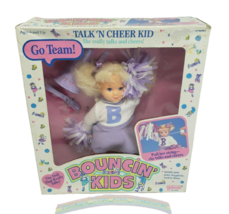 Vintage 1989 Galoob Bouncin&#39; Kids Talk N Cheer Kid Cheerleader Doll Original Box - £52.72 GBP