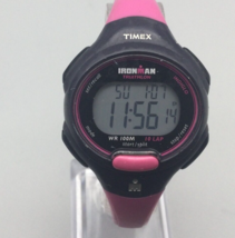 Timex Ironman Triathlon Watch Women Black Pink Indiglo 10 Lap New Battery a25 - £14.08 GBP