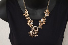 Assymetrical Statement Faceted Brown Crystal Rhinestone Gold Tone  Neckl... - $20.00