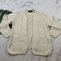 Inka Line Womens Cardigan Sweater Size S Cream Alpaca Wool Knit Open Front - $38.60