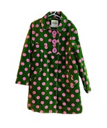 Mini Boden Girls 9/10 Green Velvet Pink Polka Dot Long Car Coat - £33.90 GBP