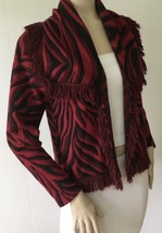 CHICO&#39;S Red/Black Zebra Print Open Front Long Sleeve Cardigan Sweater (S... - £23.73 GBP