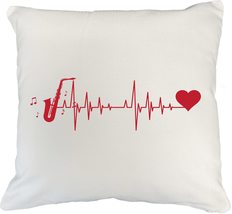 Make Your Mark Design Sax Player Heart Rate. White Pillow Cover for Male &amp; Femal - £19.46 GBP+