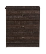 3-Drawer Storage Chest Dresser Modern Contemporary Espresso Brown Wood - £115.33 GBP