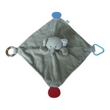 Modern Baby Snuggle Security Blanket Blankie Lovey Teether Solid Gray Elephant - $12.99