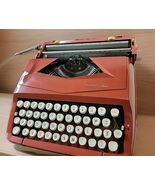 Vintage 1970s Sears Tutor Portable Typewriter Burnt Orange with Case - $48.51