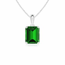 ANGARA Lab-Grown Emerald Solitaire Pendant Necklace in 14K Gold (10x8mm,2.85 Ct) - £1,258.44 GBP