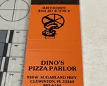 Vintage Matchbook Cover  Dino’s Pizza Parlor Clewiston, FL  gmg  Unstruck - $12.38