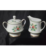 Vintage NORITAKE Creamer &amp; Sugar Bowl With Lid HOLLY 2228 Fine Porcelain... - $24.98