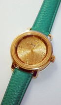 NEW Geneva 25237 Womens Large Gold and Crystal Encrusted Fashion Green Watch - $12.82