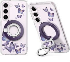Bundle Compatible with Samsung Galaxy S23 Plus Case Butterfly Purple Magnetic Ph - £56.44 GBP