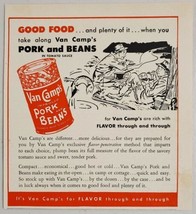 1949 Print Ad Van Camp&#39;s Pork &amp; Beans Fishermen by Campfire Eating - £6.53 GBP