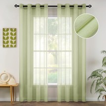 Miulee 2 Panels Sage Green Semi Sheer Window Curtains Elegant, 54X84 Inches - £31.50 GBP