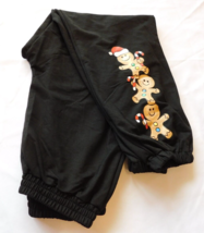 RumWe Lounge Pants Women&#39;s Ladies Pants Size M  Black Gingerbread men GUC - £23.48 GBP