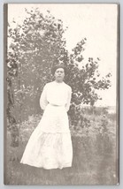 RPPC Lovely Edwardian Woman Posing Dress Blowing in Breeze Nebraska Postcard A32 - £7.83 GBP