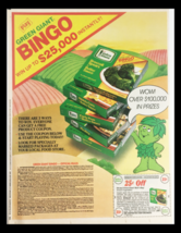 1984 Green Giant Broccoli Bingo Circular Coupon Advertisement - £14.90 GBP