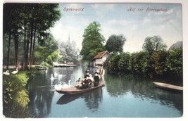 Spreewald Gorroschoa (now Südumfluter) Antique PC Canoe People Swans - $16.00