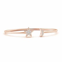 ANGARA Natural Diamond Star and Moon Flex Bangle in 14K Gold (HSI2, 0.31 Ctw) - £681.15 GBP