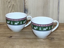 Wedgwood Home Nordica Reindeer - Tea / Coffee Cup / Mug Set of 2 - £10.99 GBP