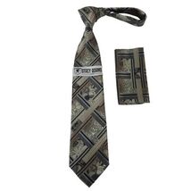 Men's Stacy Adams Tie and Hankie Set Fancy Woven Silky Satin #SAT60 Tan image 2