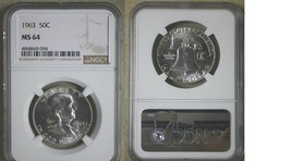 1963 Franklin Half Dollar - Ngc Certified - Ms 64. 20200169 - £23.83 GBP